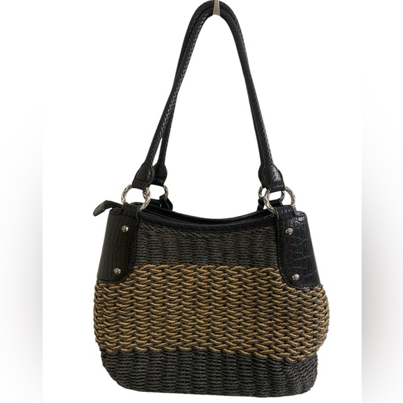 Brighton Delfina straw and leather shoulder bag in EUC - Picture 2 of 11